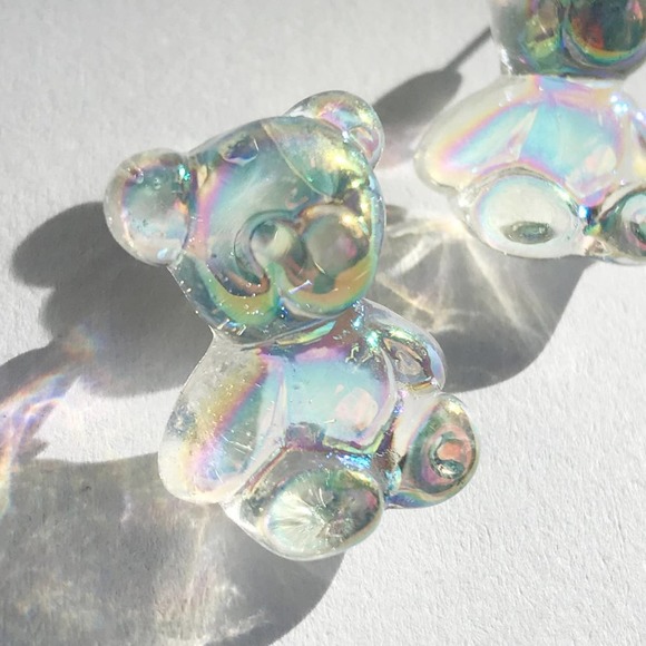 Iridescent Holographic GUMMY BEAR Stud Earrings - Picture 2 of 5